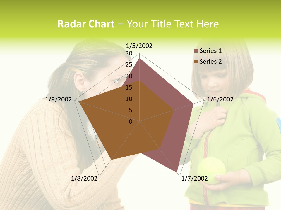 A Woman Pointing At A Child Holding A Tennis Ball PowerPoint Template