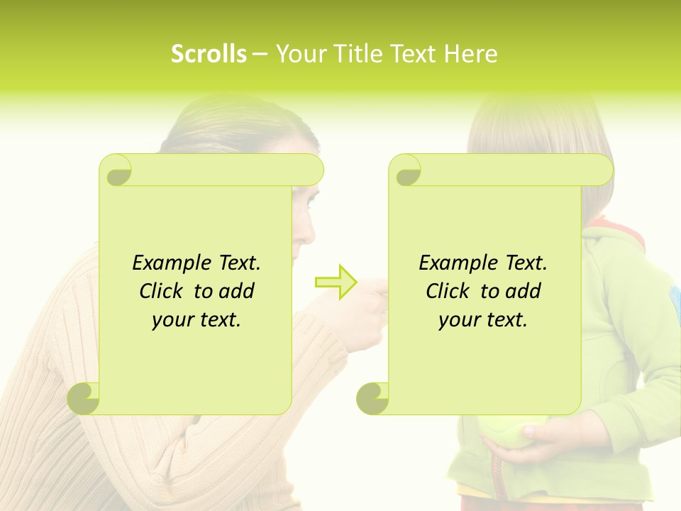 A Woman Pointing At A Child Holding A Tennis Ball PowerPoint Template