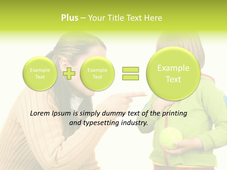 A Woman Pointing At A Child Holding A Tennis Ball PowerPoint Template