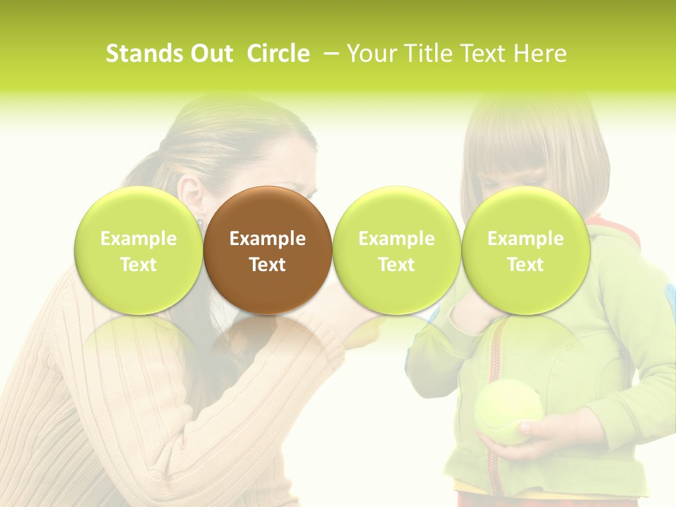 A Woman Pointing At A Child Holding A Tennis Ball PowerPoint Template