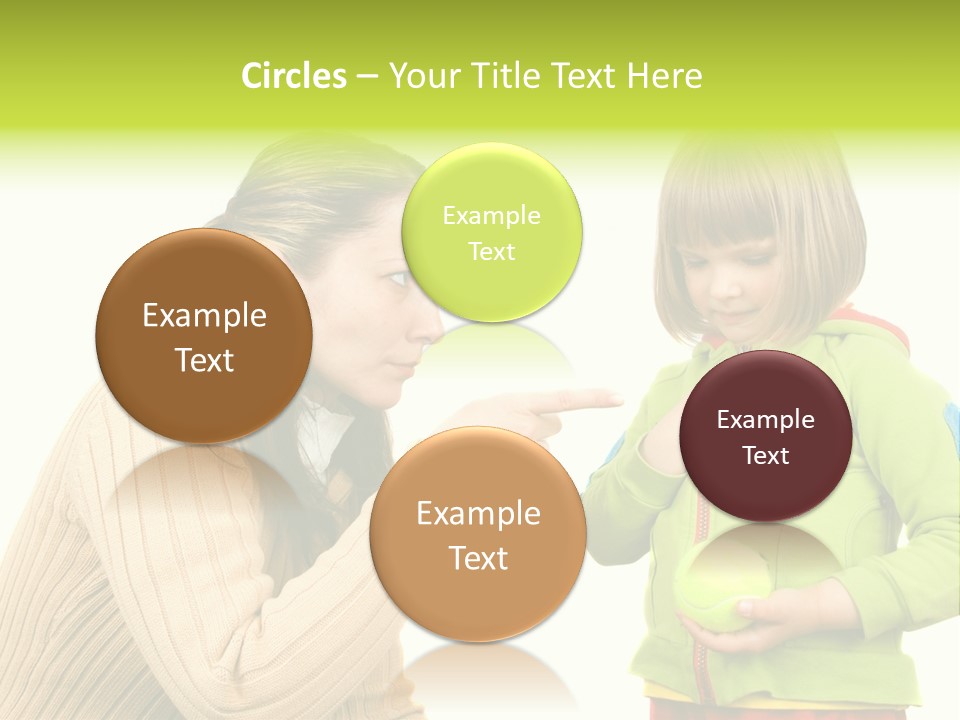 A Woman Pointing At A Child Holding A Tennis Ball PowerPoint Template