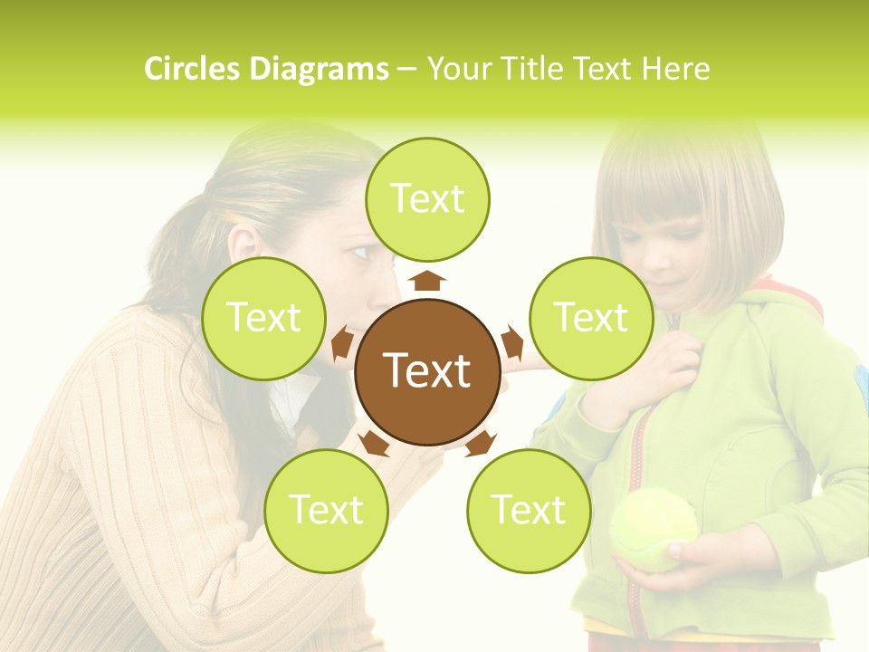 A Woman Pointing At A Child Holding A Tennis Ball PowerPoint Template