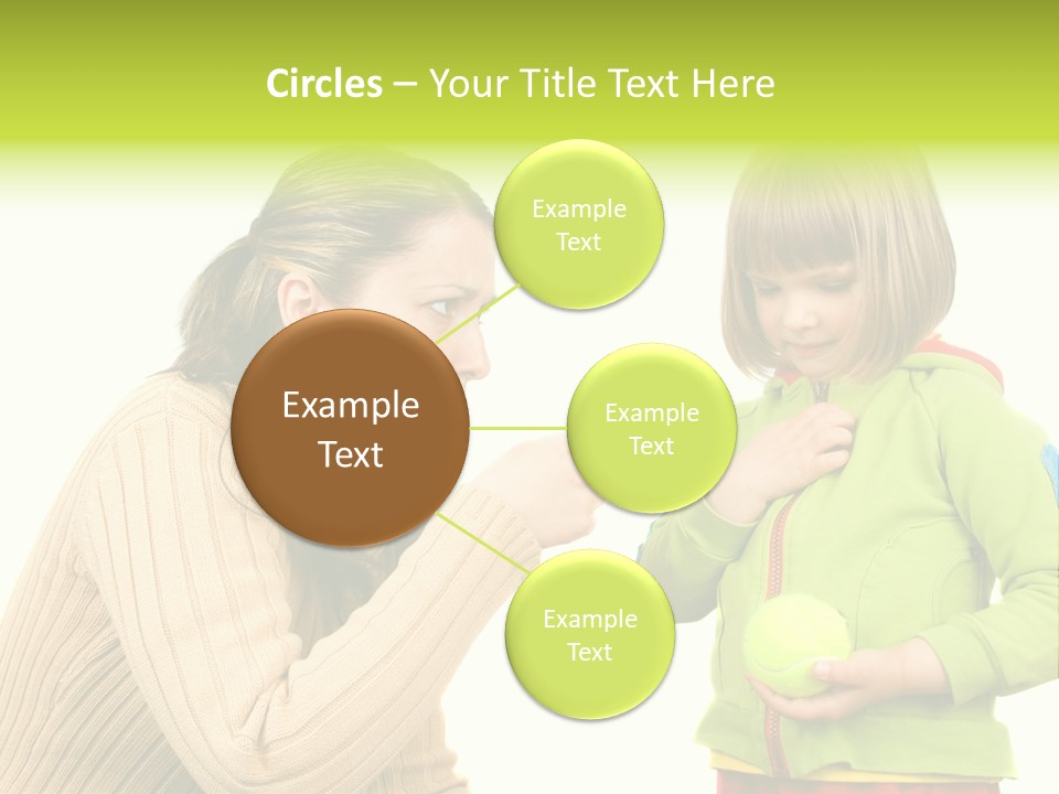 A Woman Pointing At A Child Holding A Tennis Ball PowerPoint Template