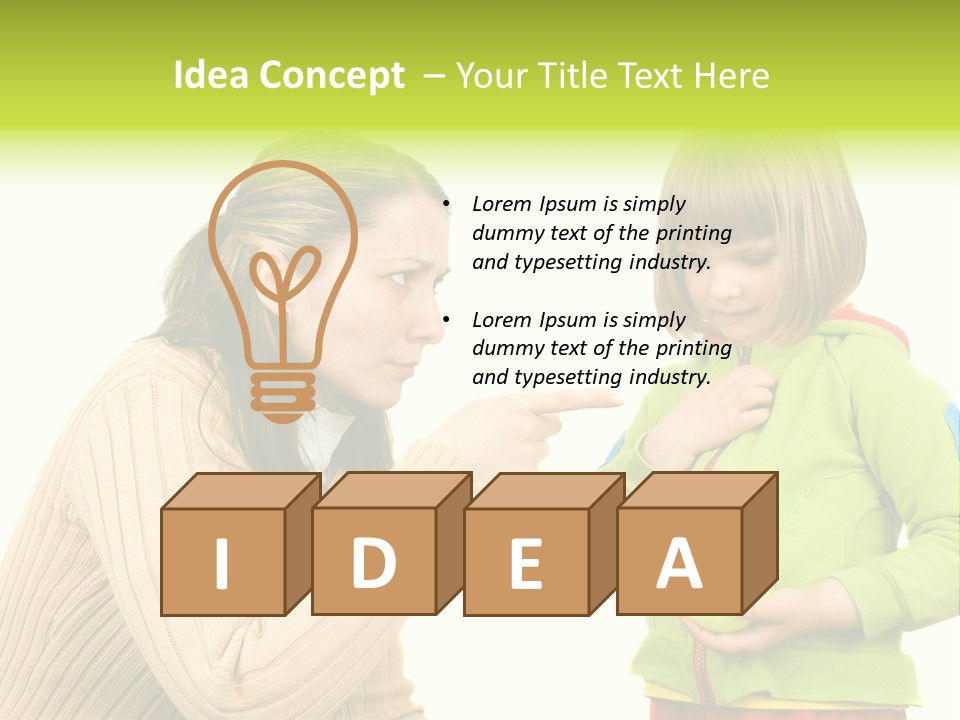 A Woman Pointing At A Child Holding A Tennis Ball PowerPoint Template