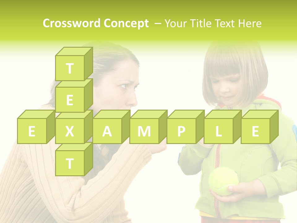 A Woman Pointing At A Child Holding A Tennis Ball PowerPoint Template