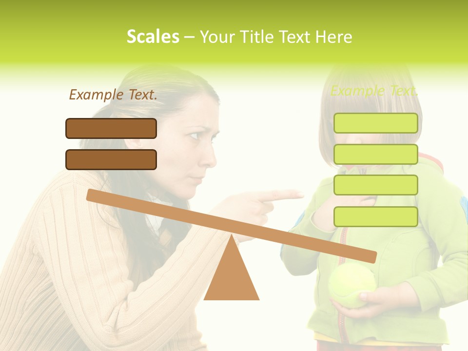 A Woman Pointing At A Child Holding A Tennis Ball PowerPoint Template