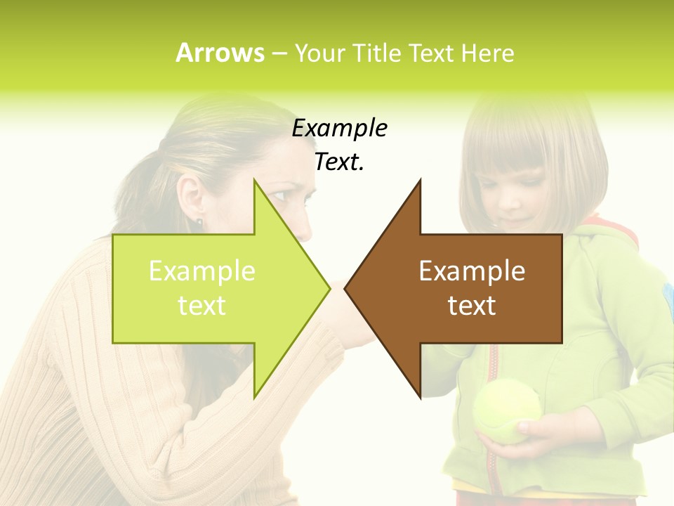 A Woman Pointing At A Child Holding A Tennis Ball PowerPoint Template