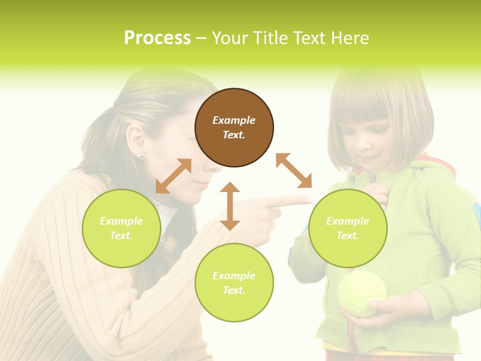 A Woman Pointing At A Child Holding A Tennis Ball PowerPoint Template