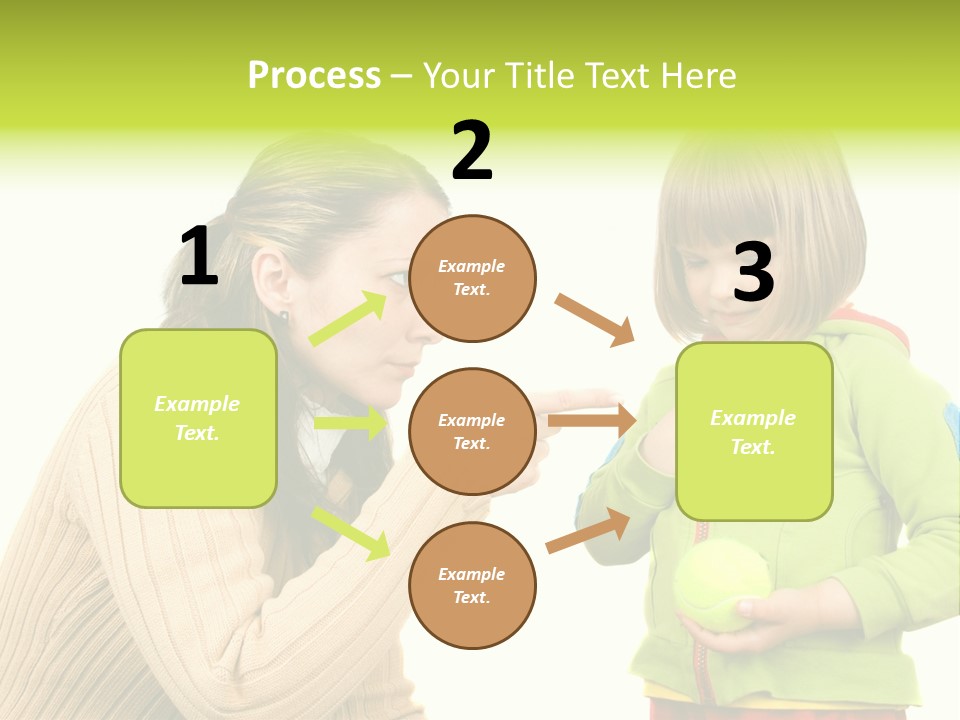 A Woman Pointing At A Child Holding A Tennis Ball PowerPoint Template