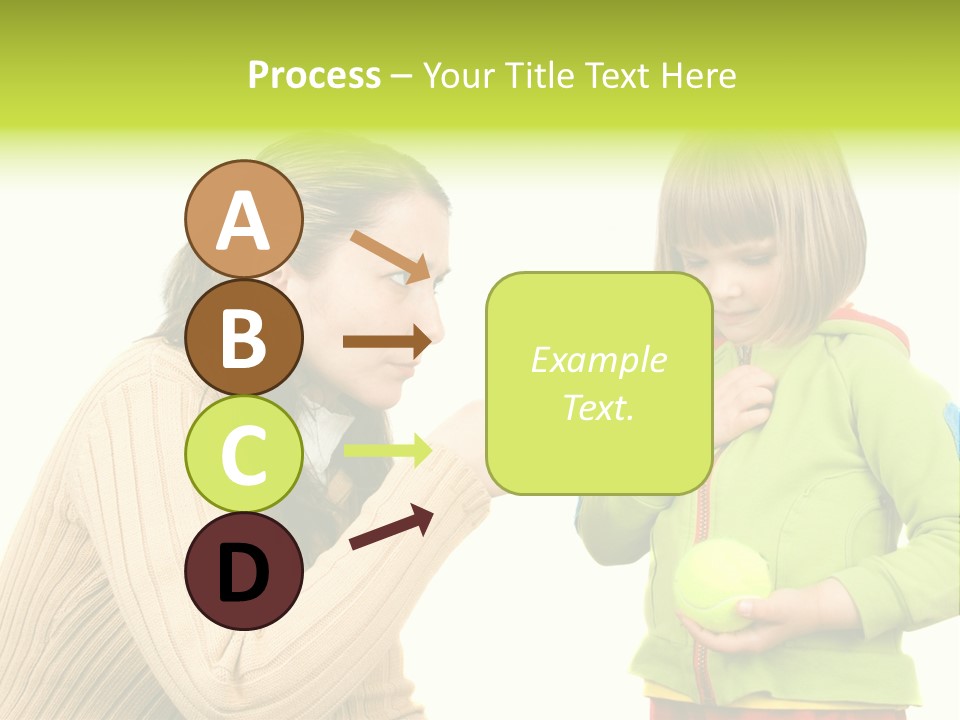 A Woman Pointing At A Child Holding A Tennis Ball PowerPoint Template