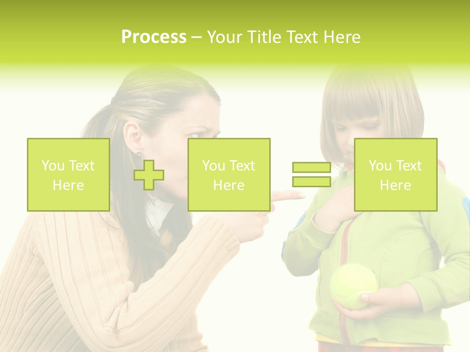 A Woman Pointing At A Child Holding A Tennis Ball PowerPoint Template