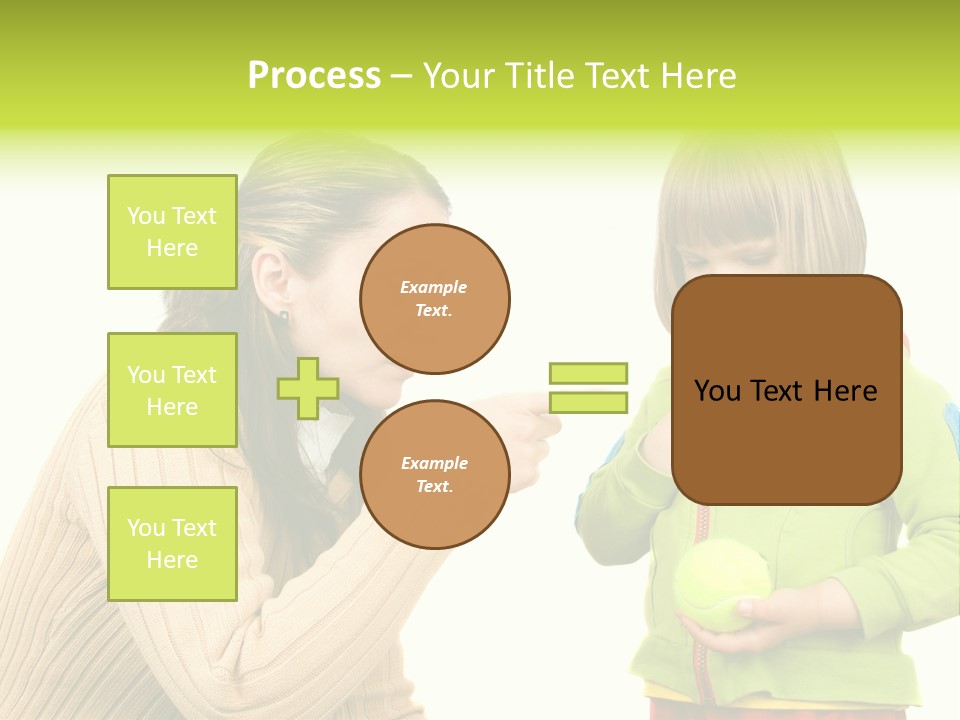 A Woman Pointing At A Child Holding A Tennis Ball PowerPoint Template