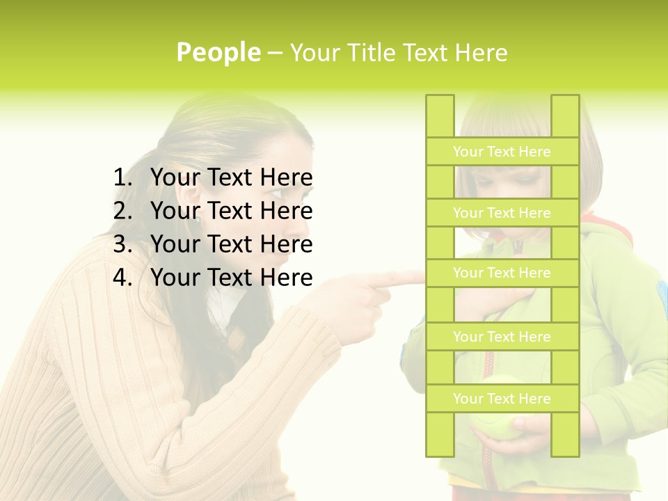 A Woman Pointing At A Child Holding A Tennis Ball PowerPoint Template