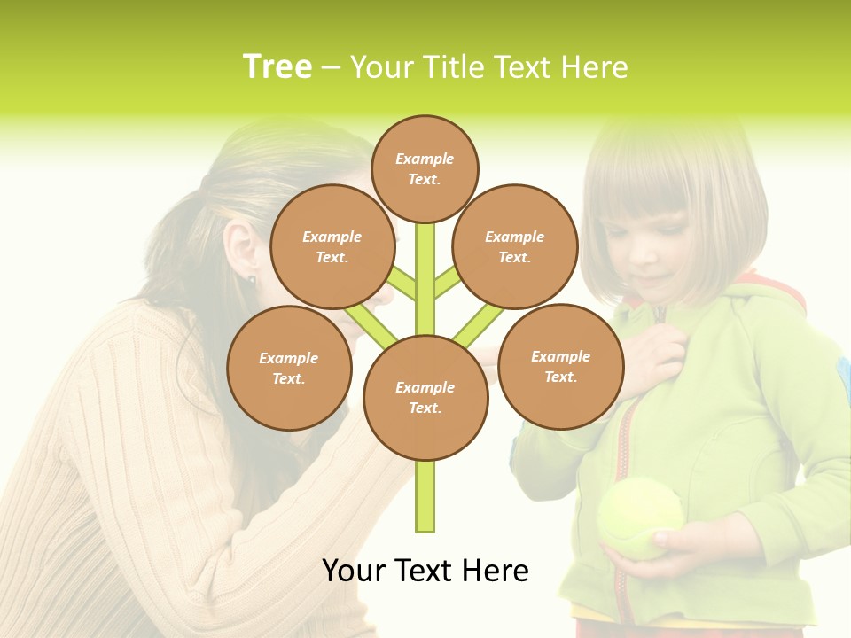 A Woman Pointing At A Child Holding A Tennis Ball PowerPoint Template