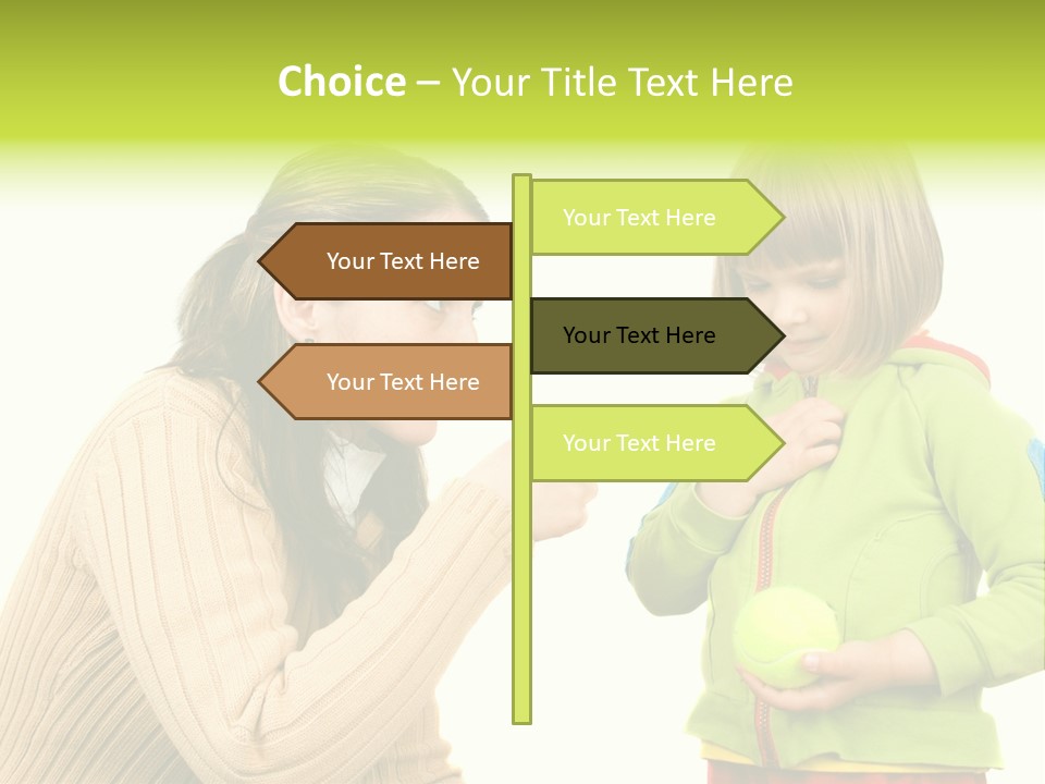 A Woman Pointing At A Child Holding A Tennis Ball PowerPoint Template