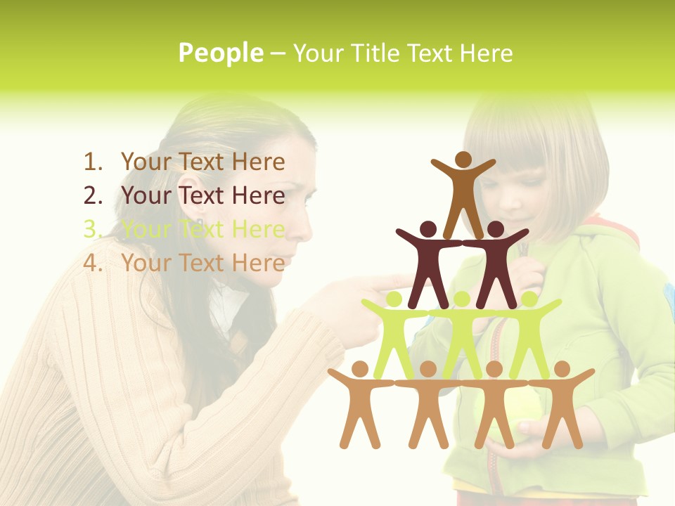 A Woman Pointing At A Child Holding A Tennis Ball PowerPoint Template