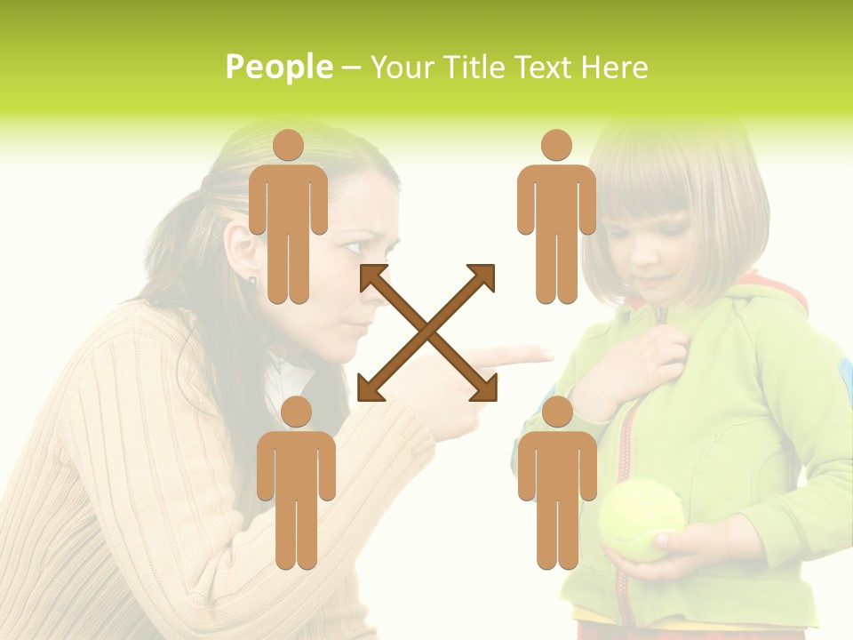 A Woman Pointing At A Child Holding A Tennis Ball PowerPoint Template
