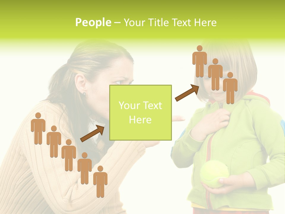 A Woman Pointing At A Child Holding A Tennis Ball PowerPoint Template