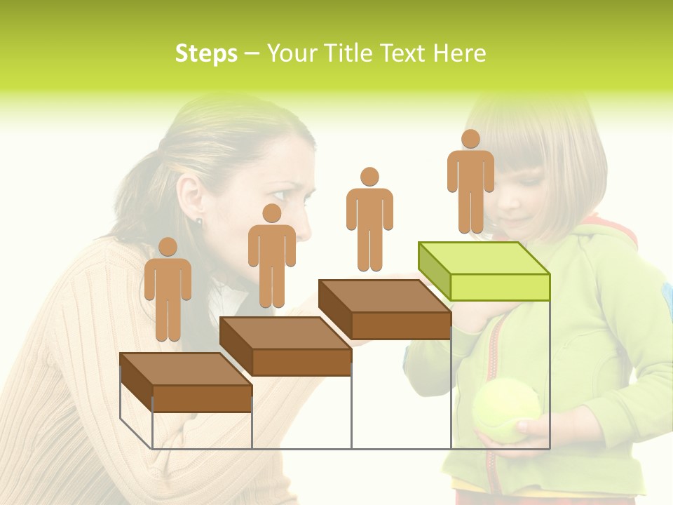 A Woman Pointing At A Child Holding A Tennis Ball PowerPoint Template