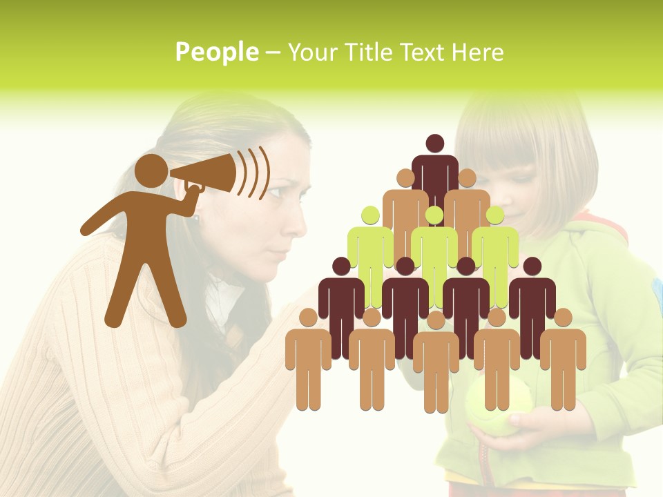 A Woman Pointing At A Child Holding A Tennis Ball PowerPoint Template