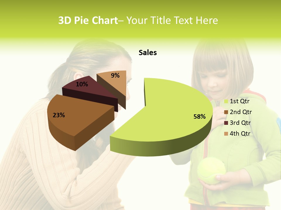A Woman Pointing At A Child Holding A Tennis Ball PowerPoint Template