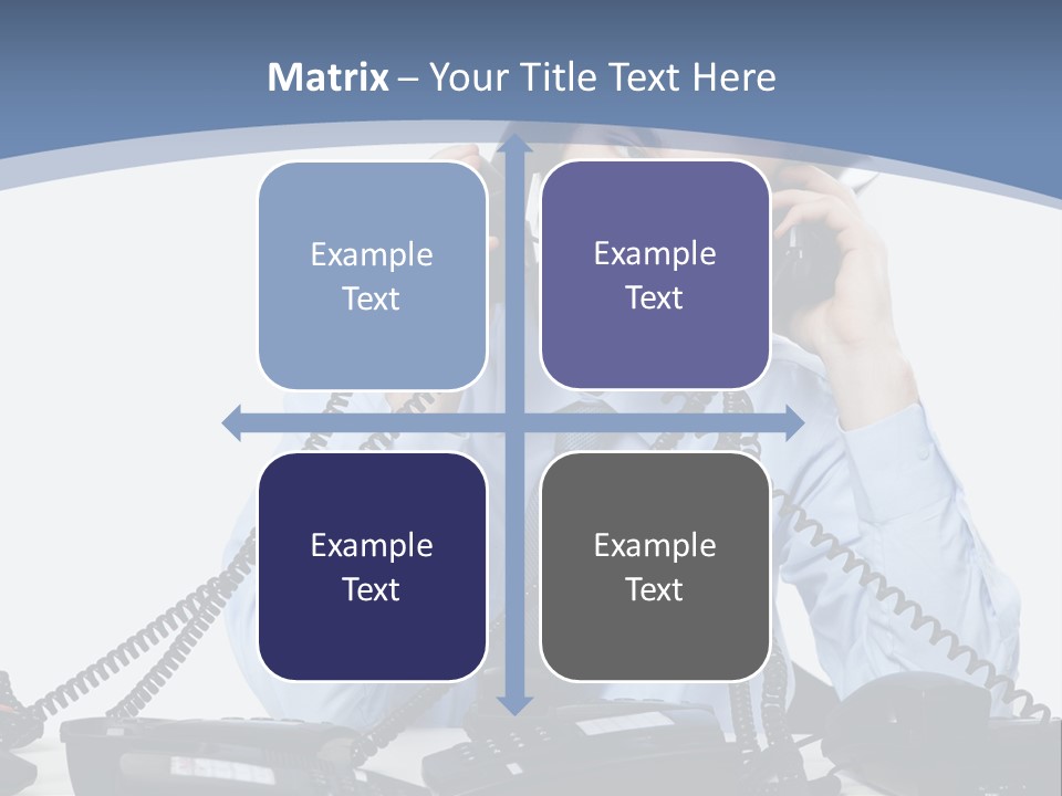 A Man In A Blue Shirt And Tie Talking On A Telephone PowerPoint Template