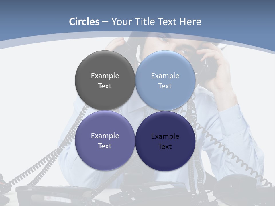 A Man In A Blue Shirt And Tie Talking On A Telephone PowerPoint Template