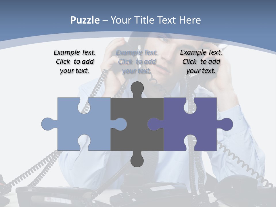 A Man In A Blue Shirt And Tie Talking On A Telephone PowerPoint Template