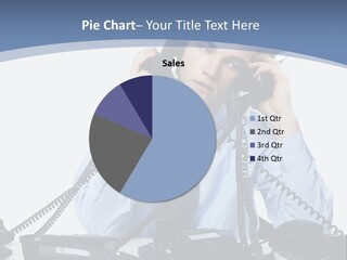 A Man In A Blue Shirt And Tie Talking On A Telephone PowerPoint Template