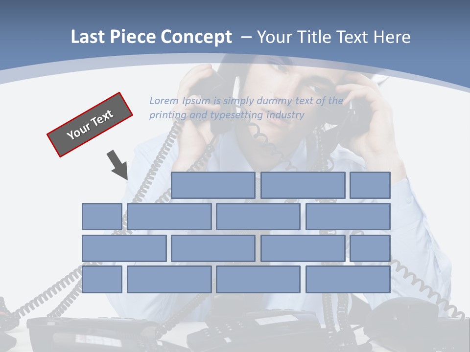 A Man In A Blue Shirt And Tie Talking On A Telephone PowerPoint Template