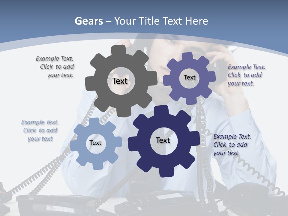 A Man In A Blue Shirt And Tie Talking On A Telephone PowerPoint Template