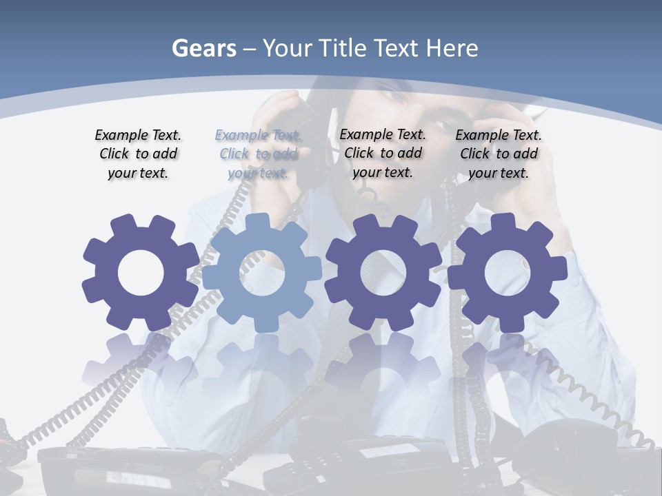 A Man In A Blue Shirt And Tie Talking On A Telephone PowerPoint Template