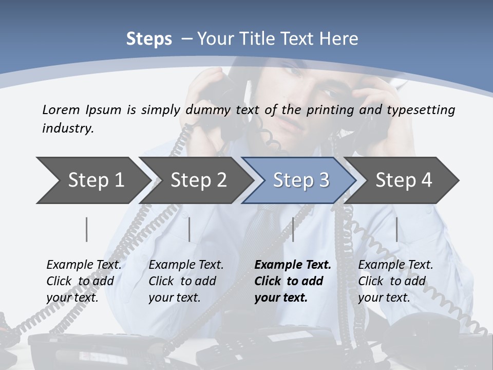 A Man In A Blue Shirt And Tie Talking On A Telephone PowerPoint Template