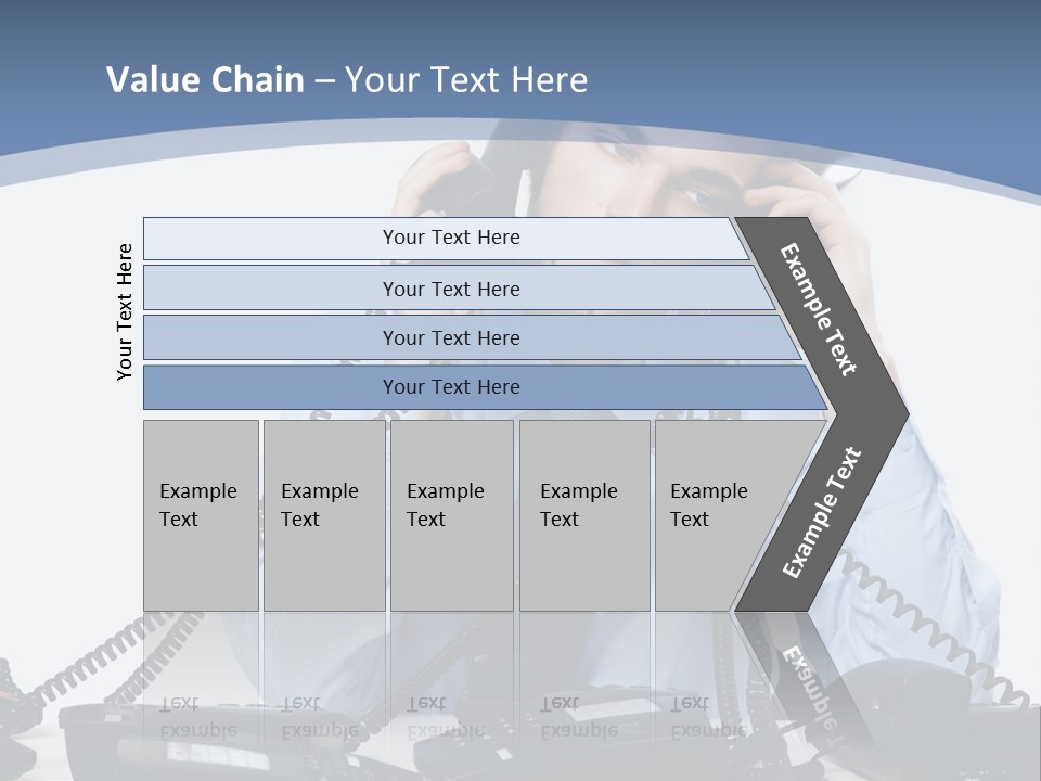 A Man In A Blue Shirt And Tie Talking On A Telephone PowerPoint Template