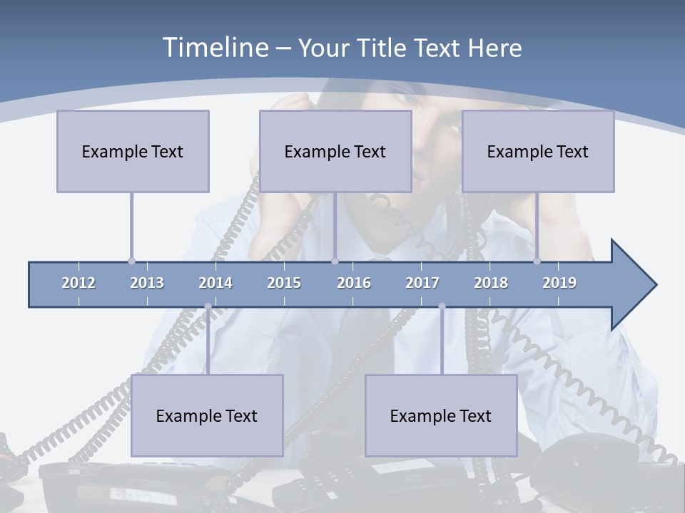 A Man In A Blue Shirt And Tie Talking On A Telephone PowerPoint Template