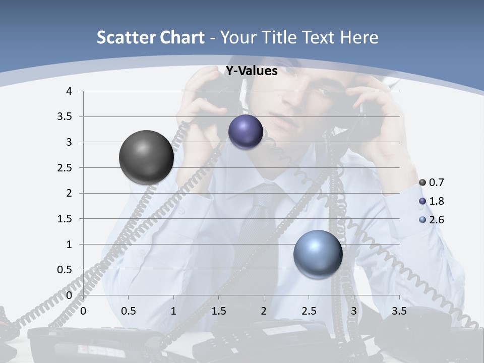 A Man In A Blue Shirt And Tie Talking On A Telephone PowerPoint Template