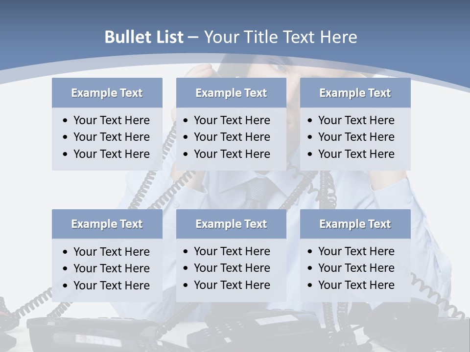 A Man In A Blue Shirt And Tie Talking On A Telephone PowerPoint Template