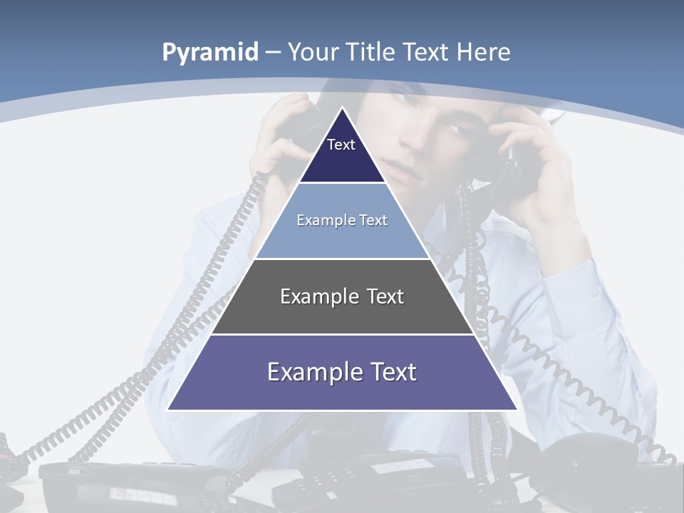 A Man In A Blue Shirt And Tie Talking On A Telephone PowerPoint Template