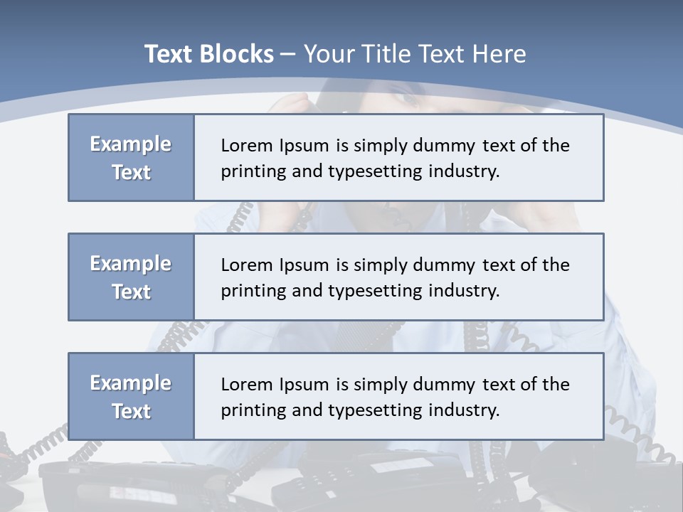A Man In A Blue Shirt And Tie Talking On A Telephone PowerPoint Template