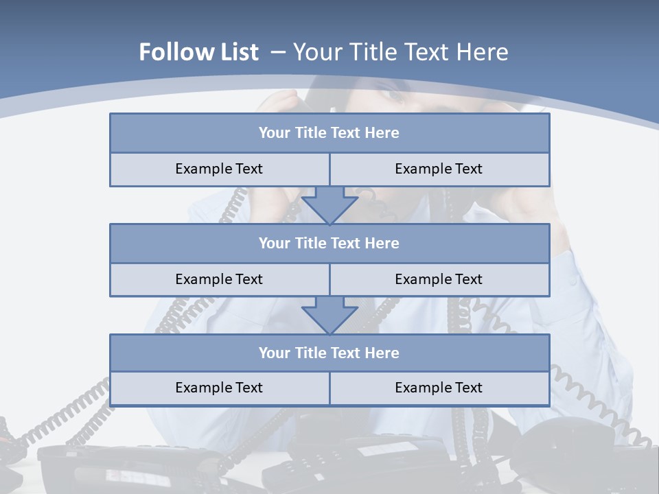 A Man In A Blue Shirt And Tie Talking On A Telephone PowerPoint Template