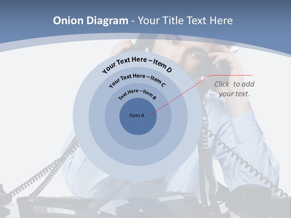 A Man In A Blue Shirt And Tie Talking On A Telephone PowerPoint Template