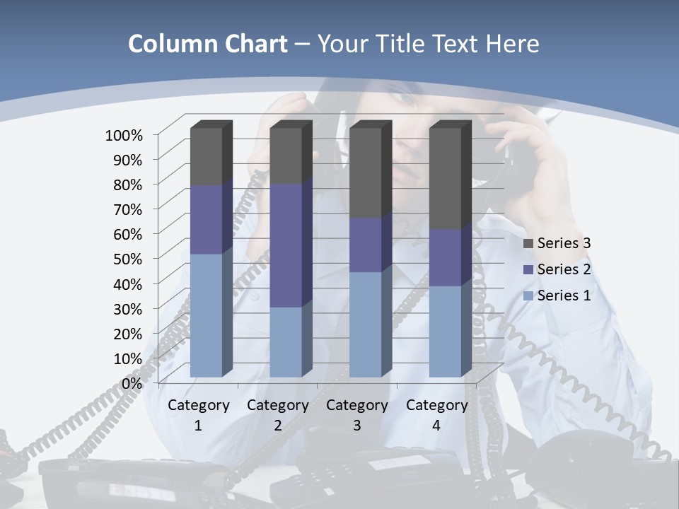 A Man In A Blue Shirt And Tie Talking On A Telephone PowerPoint Template