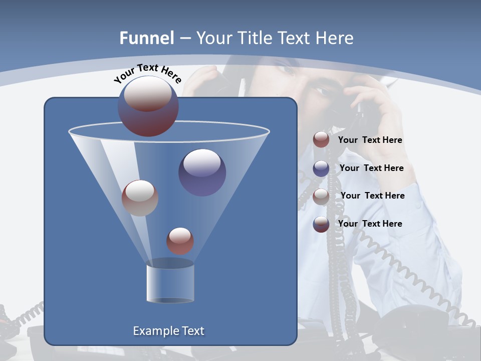 A Man In A Blue Shirt And Tie Talking On A Telephone PowerPoint Template