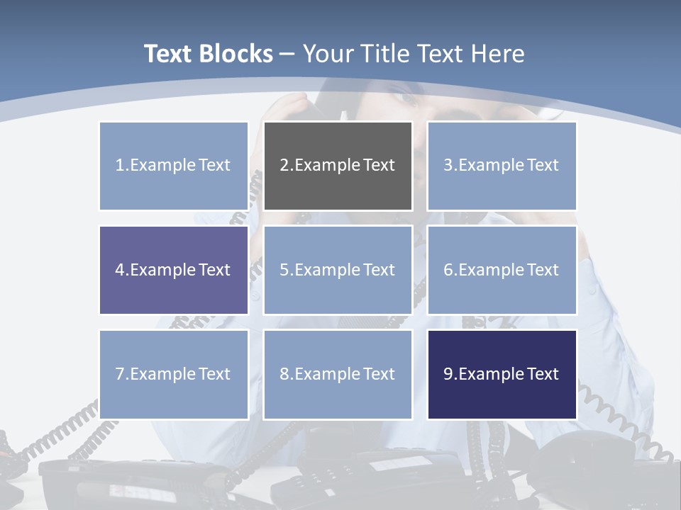 A Man In A Blue Shirt And Tie Talking On A Telephone PowerPoint Template