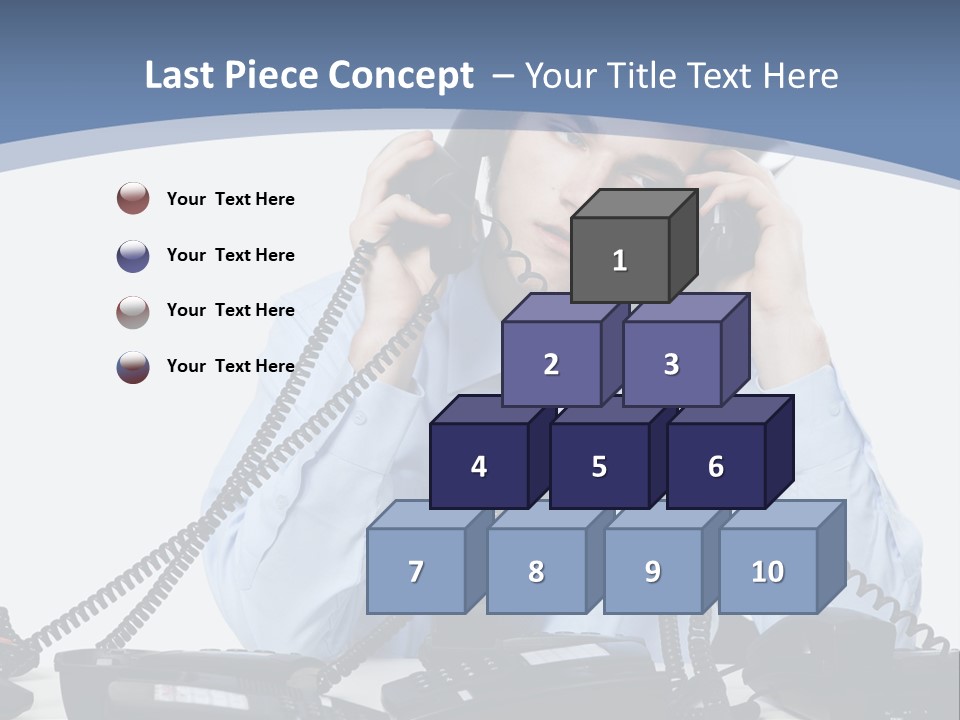 A Man In A Blue Shirt And Tie Talking On A Telephone PowerPoint Template