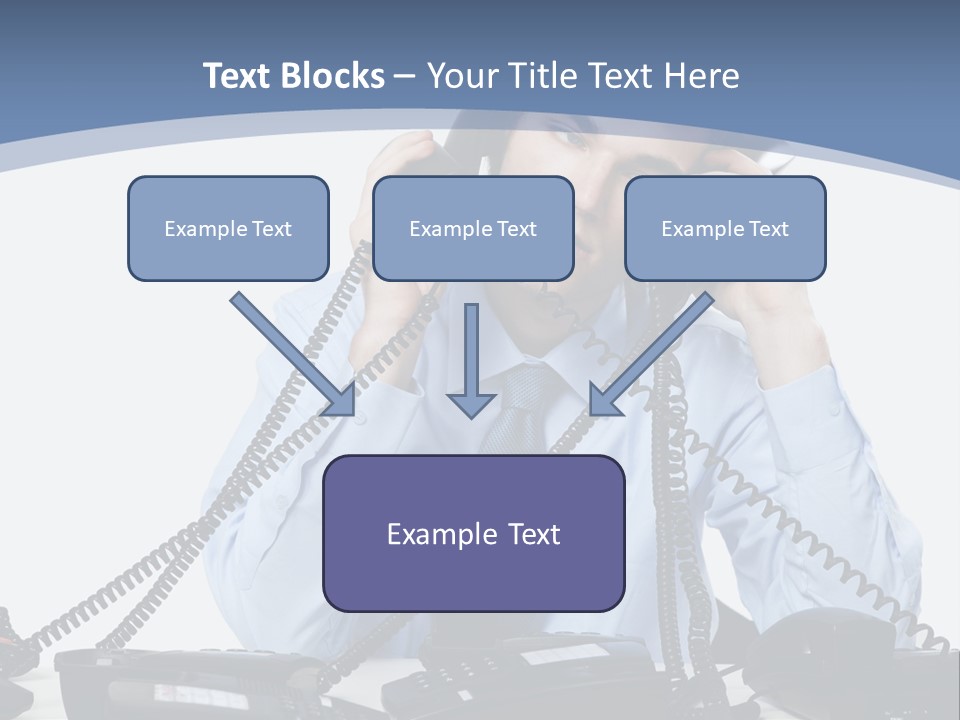 A Man In A Blue Shirt And Tie Talking On A Telephone PowerPoint Template