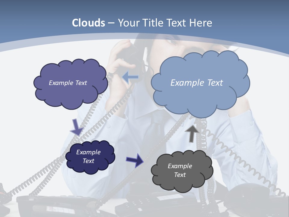 A Man In A Blue Shirt And Tie Talking On A Telephone PowerPoint Template