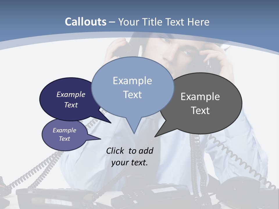 A Man In A Blue Shirt And Tie Talking On A Telephone PowerPoint Template