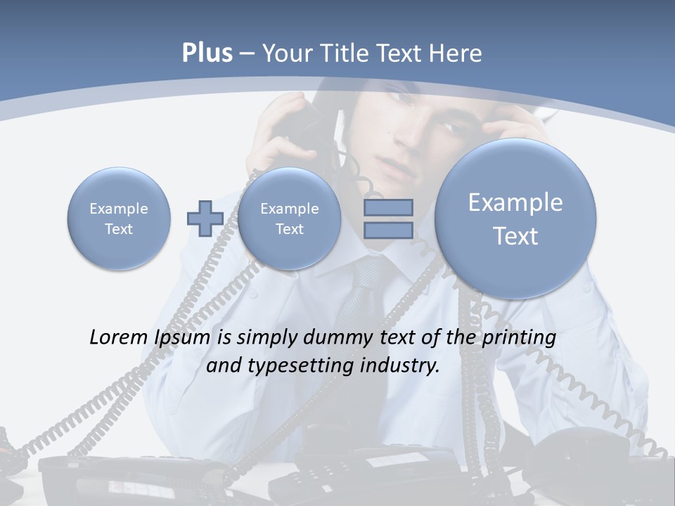 A Man In A Blue Shirt And Tie Talking On A Telephone PowerPoint Template