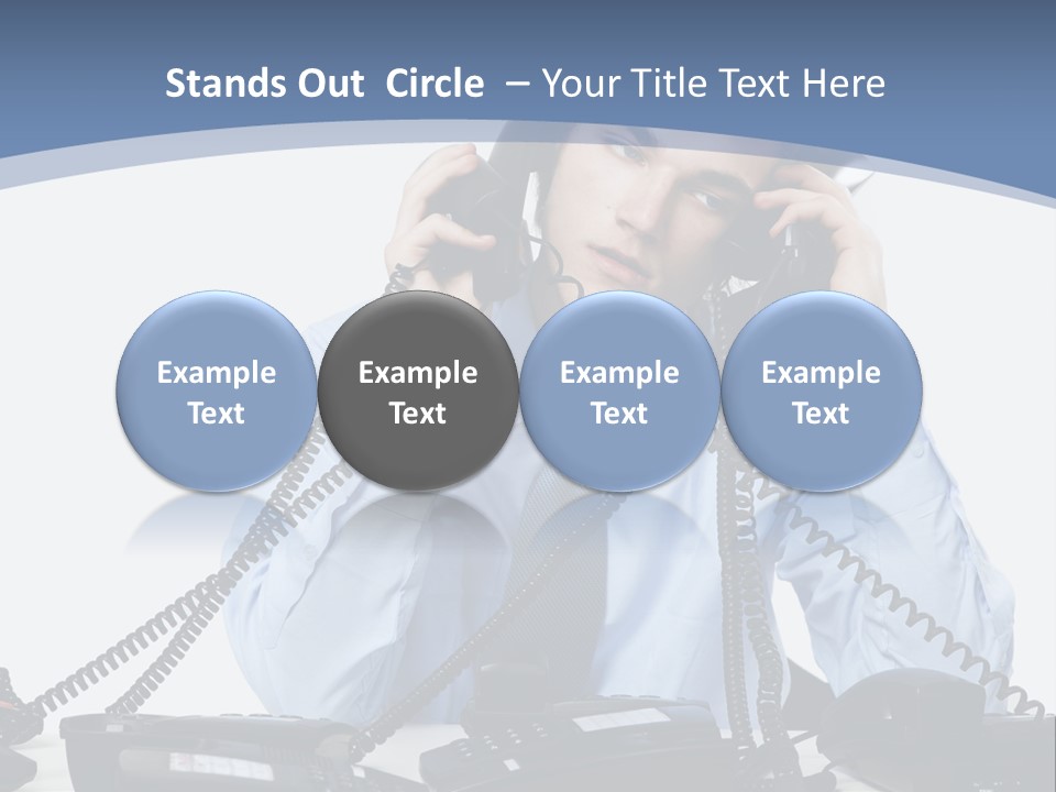 A Man In A Blue Shirt And Tie Talking On A Telephone PowerPoint Template